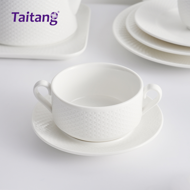 Lattice Porcelain Dinnerware Collection Elegant White Ceramic Tableware for Luxury Hotels & Restaurants