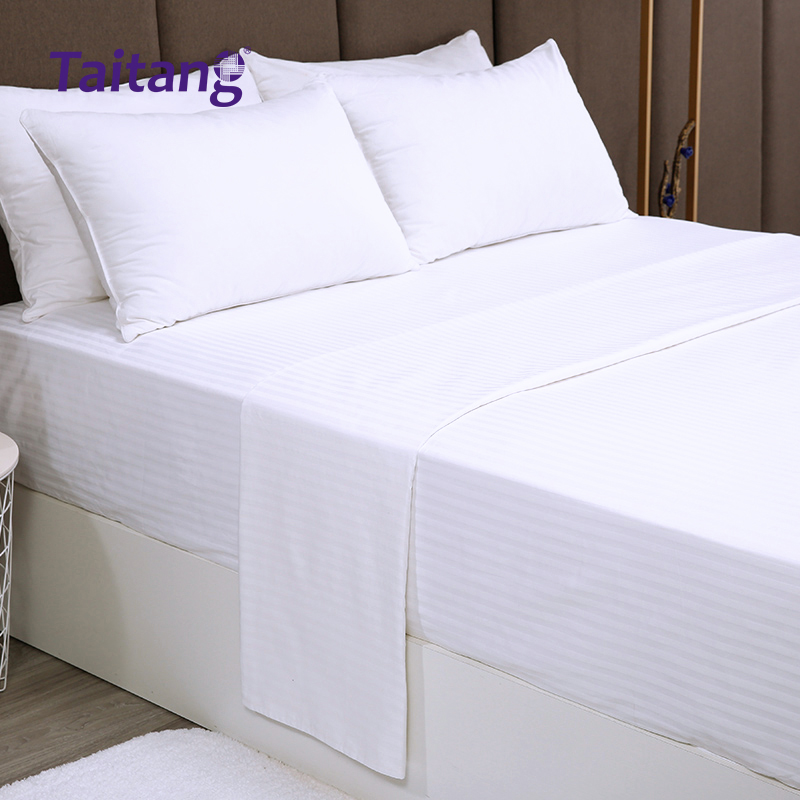 Cotton Satin 1cm Stripe Flat Sheet Luxury Hotel Bed Linen & Suite Bedding Wholesale