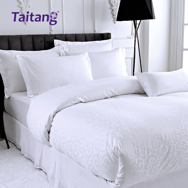 Luxury Hotel Bedding Sets 300T Scroll Jacquard Hotel Style Bedding Cotton Sateen Hotel Bed Linen