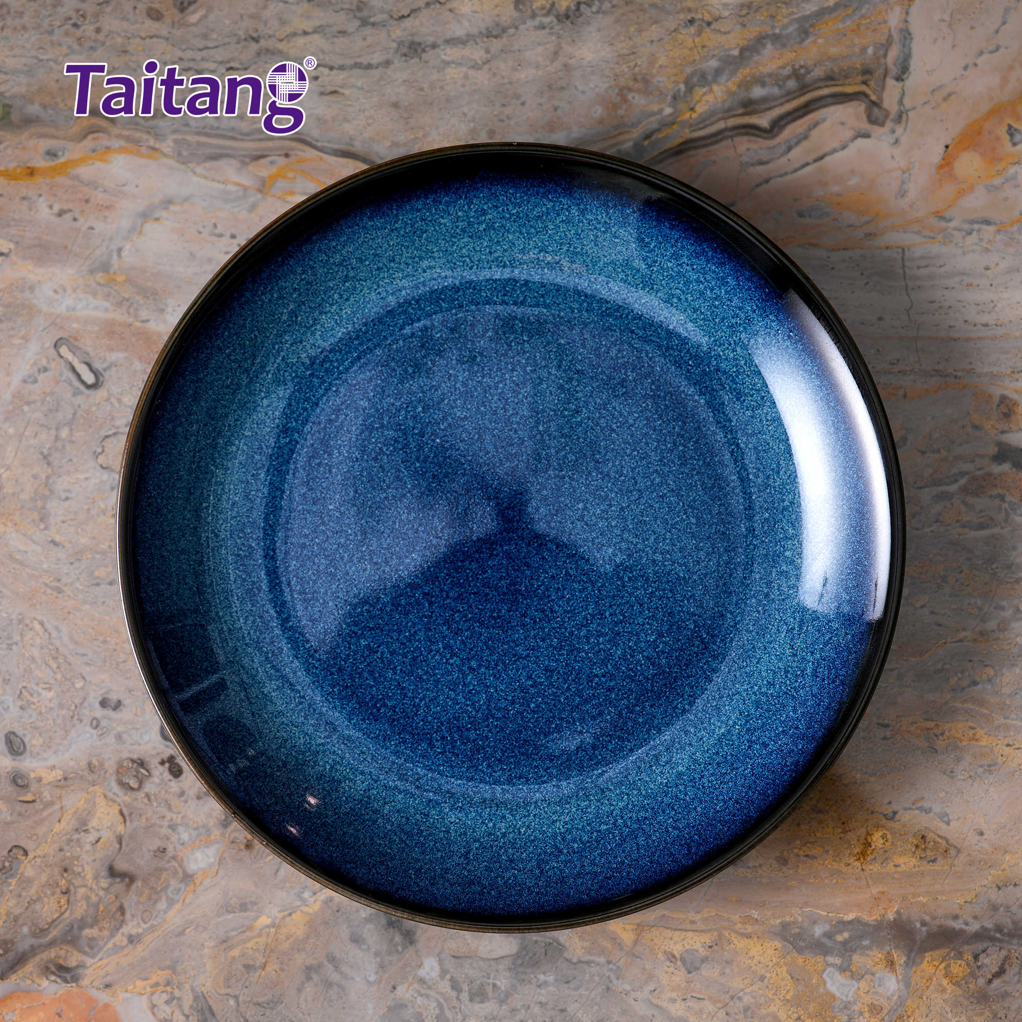 Cat's Eye Blue Glaze Ceramic Dinnerware Set Premium Porcelain Dining Sets for Luxury Hotels & Oceanic Resorts