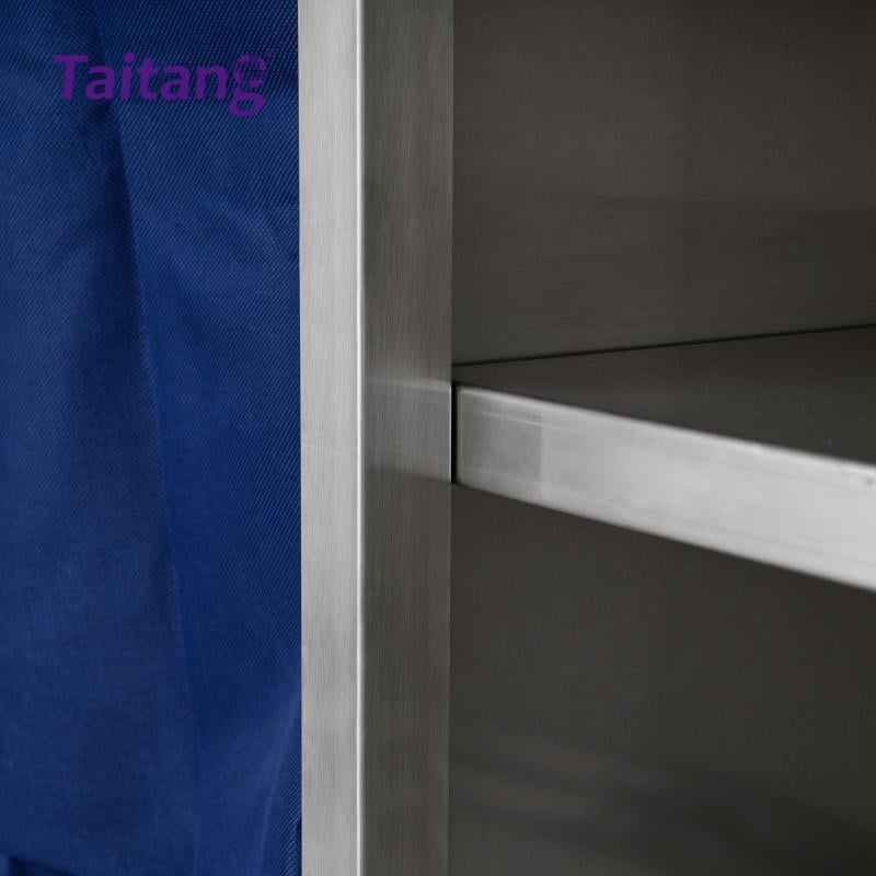 Stainless Steel Hotel Housekeeping Trolley Professional Room Service Cart with Large Capacity Blue Bags