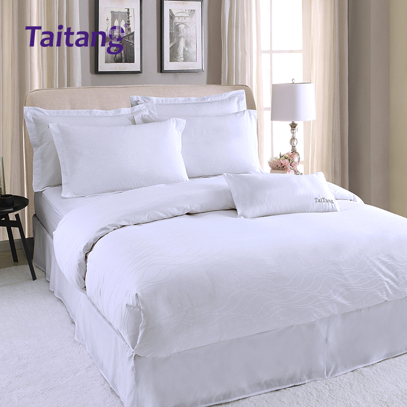 300T Cotton Sateen Water Ripple Jacquard Hotel Suite Bedding Hotel Bed Sheets & Luxury Hotel Duvet Cover