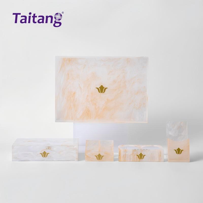 Marbled Acrylic Hotel Room & Bathroom Amenities Set Premium 5 Star Hotel Guest Room Accessories Supplier