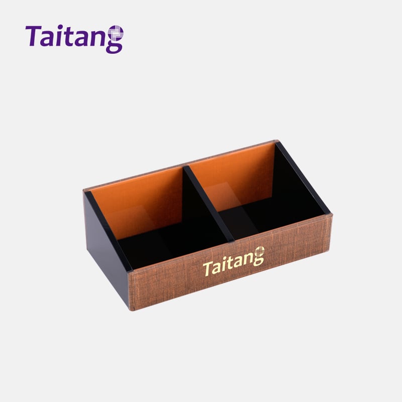 Warm Brown Acrylic Hospitality Tray & Minibar Tea Station Organizers for 4-Star Boutique Hotels
