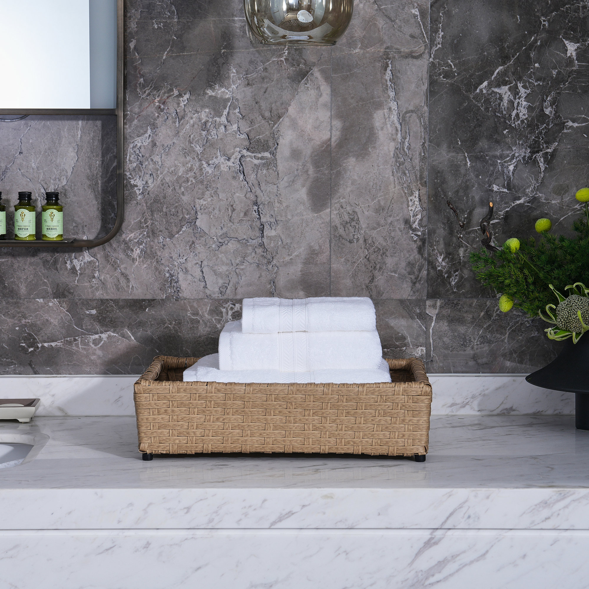 Bộ khăn tắm khách sạn bằng cotton, khăn tắm khách sạn dày nặng 16S với viền satin hai đường chéo