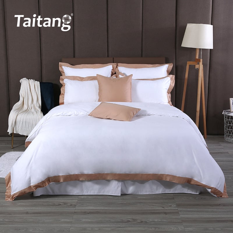 Luxury Hotel Bedding 300TC Cotton Sateen Hotel Style Bedding with French Flange Hotel Bed Sheets & Duvet Cover