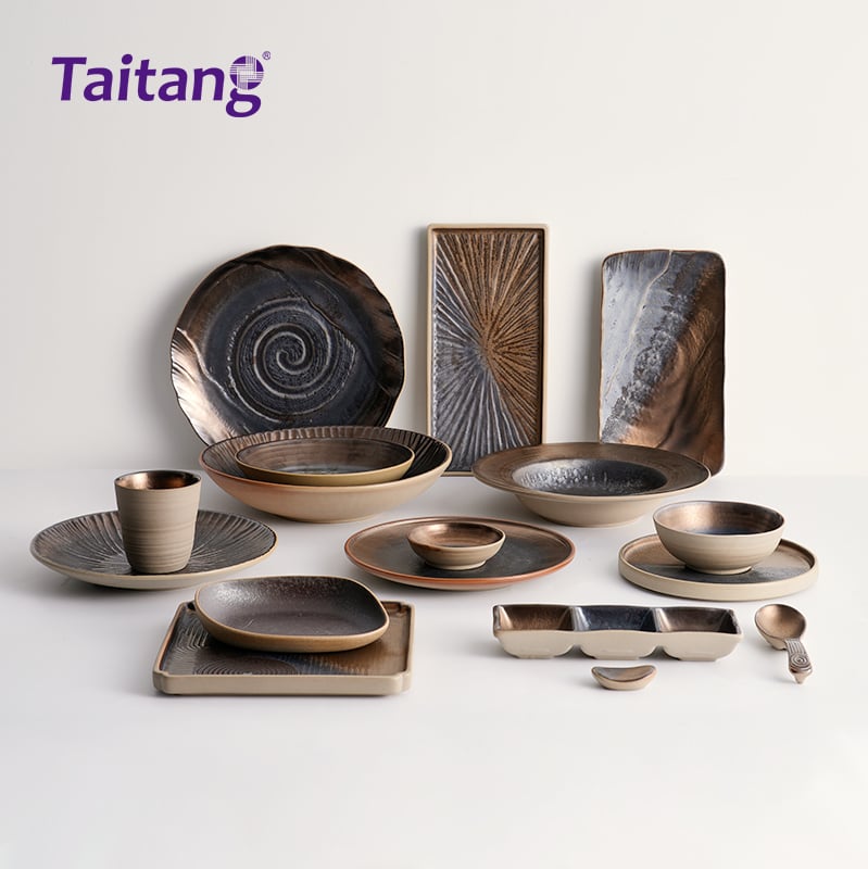 Modern Dinnerware Sets Spiral Porcelain Dinnerware Collections Chip-Resistant Restaurant Chinaware