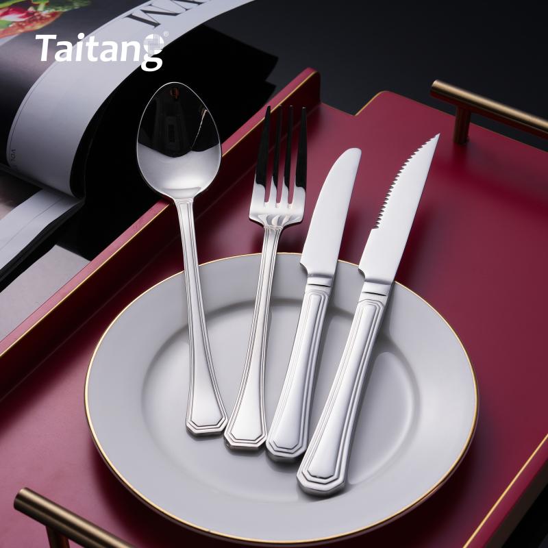 Geometric Restaurant Cutlery Set Premium Tiered-Edge Hotel Flatware Luxury Services Cutlery Steel Collection