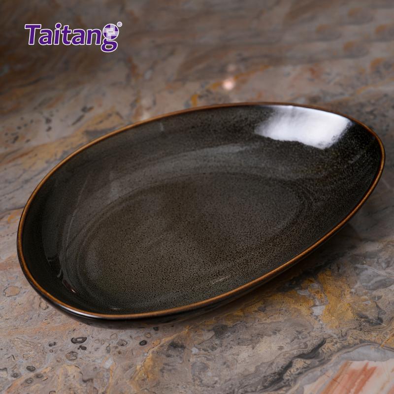 Grey-Brown Glazed Ceramic Dinnerware Set Ceramic Dinner Sets for Luxury Hotels & Resorts