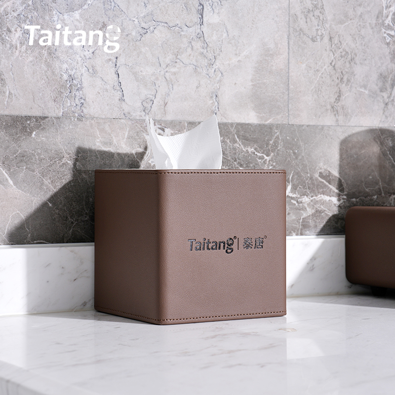 Set di accessori in ecopelle per camera d'albergo e bagno, forniture personalizzate per strutture ricettive e vassoi per amenity, vendita all'ingrosso