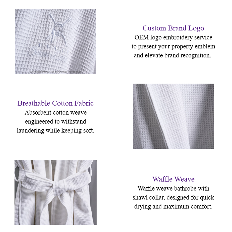 Luxury White Cotton Waffle Weave Shawl Collar Hotel Bathrobe Wholesale & Custom Resort Spa Robe.png