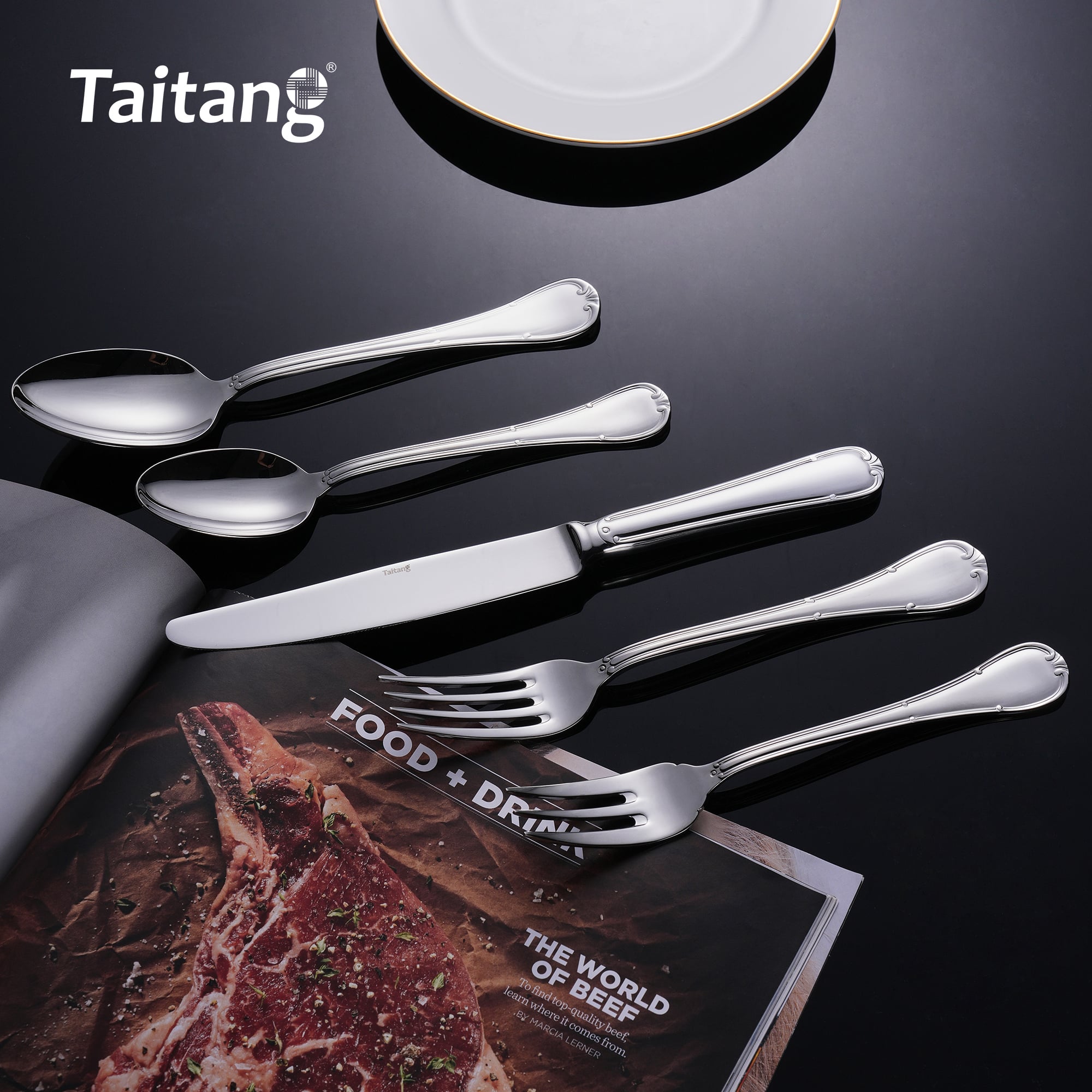 Premium Stainless Steel Restaurant Cutlery Set Luxury Hotel Flatware Collection with Custom Logo Support