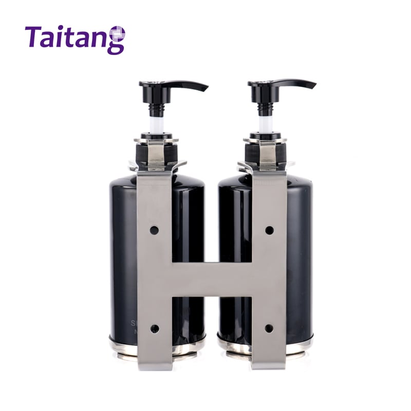 Wall Mounted Dual Soap Dispenser Holder with Refillable 300ml Bottles Stainless Steel Tamper-Proof Bathroom Hotels