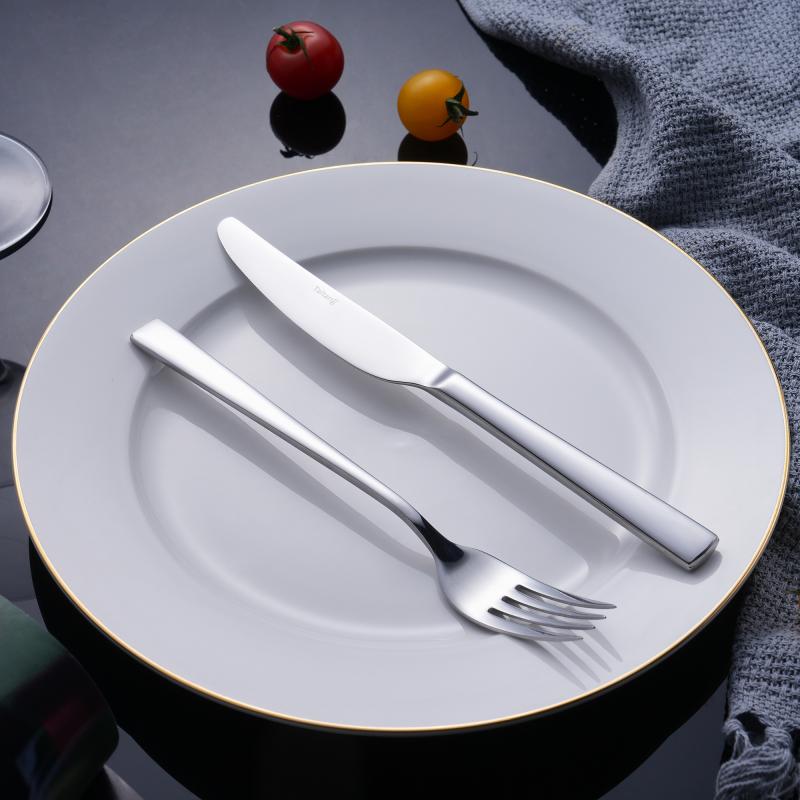 Square-Edge Restaurant Cutlery Set 201 Steel Table Accessories & Serving Cutlery Set for Hotels, Luxury Lounges