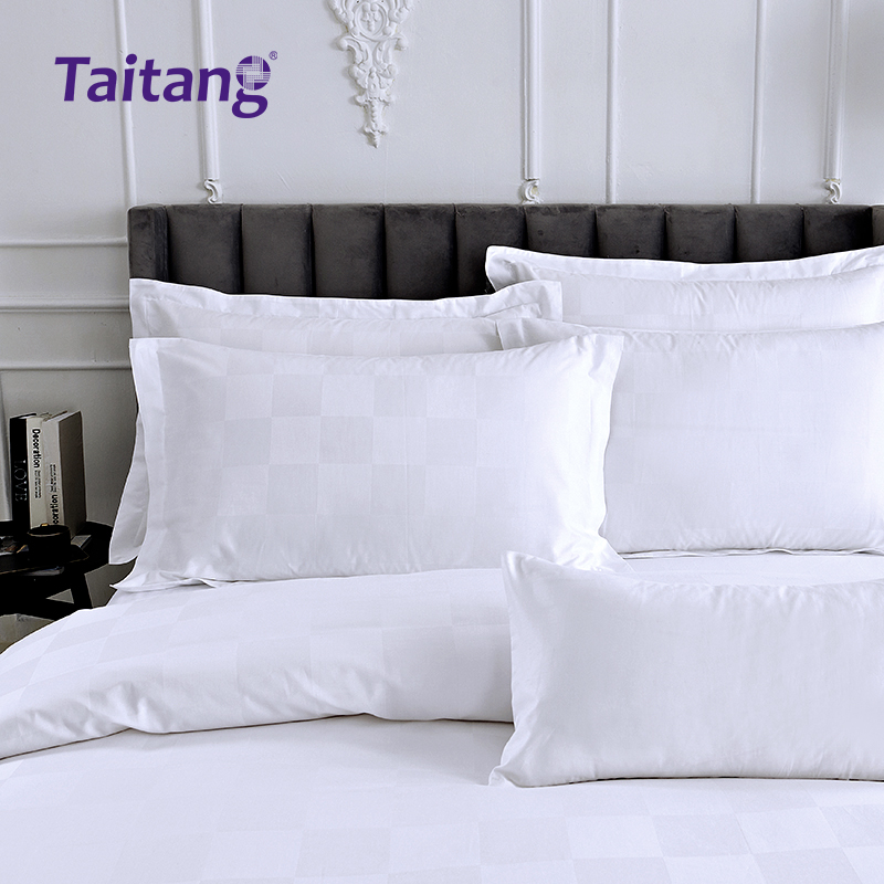 Hotel Collection Bedding Luxury Large Grid Jacquard Hotel Bed Sheets and Duvet Cover Set 300T for Hospitality Suite