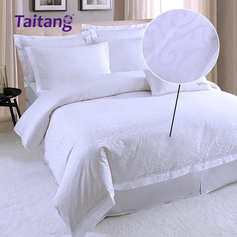 Luxury Hotel Bedding Sets 300T Scroll Jacquard Hotel Style Bedding Cotton Sateen Hotel Bed Linen