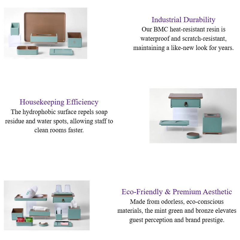 Resin Hotel Bathroom & Room Accessory Set  Mint Green & Bronze Wholesale Hospitality Supplies.png