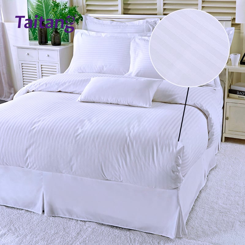 Luxury Hotel Bedding Sets 300T 100% Cotton 1cm Stripe Jacquard Hotel Suite Bedding wholesale