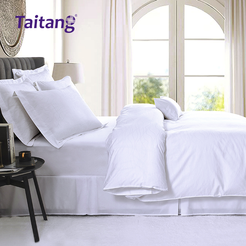 300T Cotton Sateen Water Ripple Jacquard Hotel Suite Bedding Hotel Bed Sheets & Luxury Hotel Duvet Cover