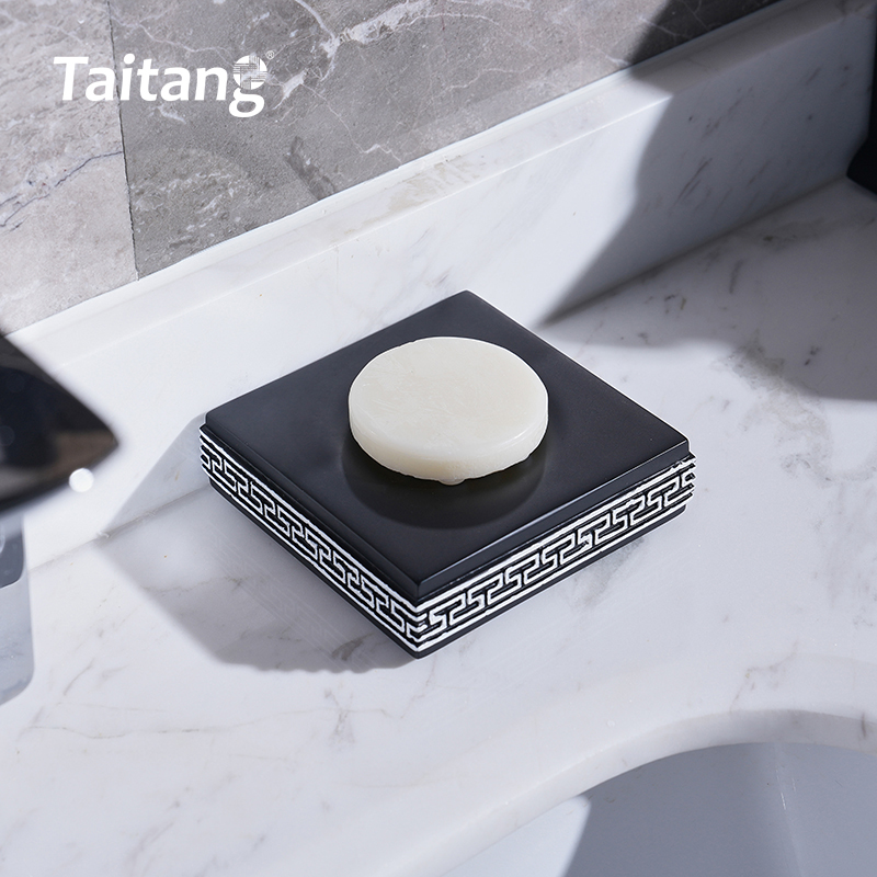 Hotel Room Amenities Set Matte Black Resin with White Pattern 5-Star Guest Room & Bathroom Accessories