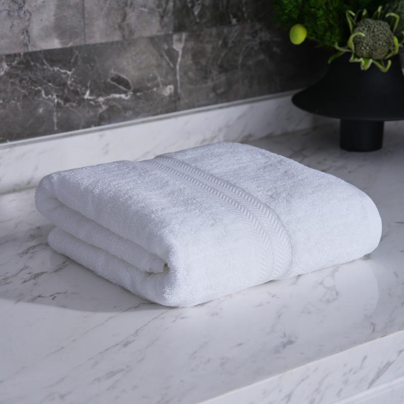 Cotton Hotel Bath Towel Sets 16S Heavyweight Thick Hotel Towels with Double Chevron Satin Border