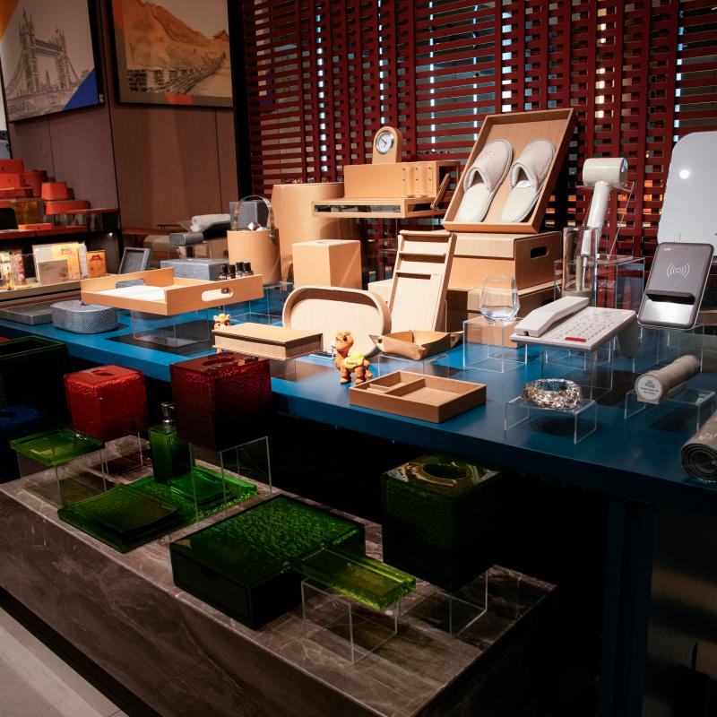 Professional Taitang hospitality product display showcasing custom amenity trays and durable guestroom supplies for hotel procurement managers.JPG
