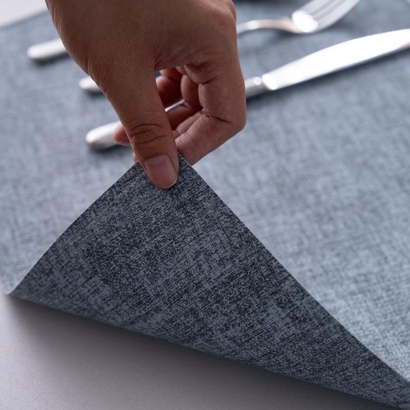 Sektorvormige Hotel Placemat met Gebuigde Blou-Grys Tafelmat vir Ronde Tafels, Hospitaal- en Kateringsbenodigdhede, Groothandel