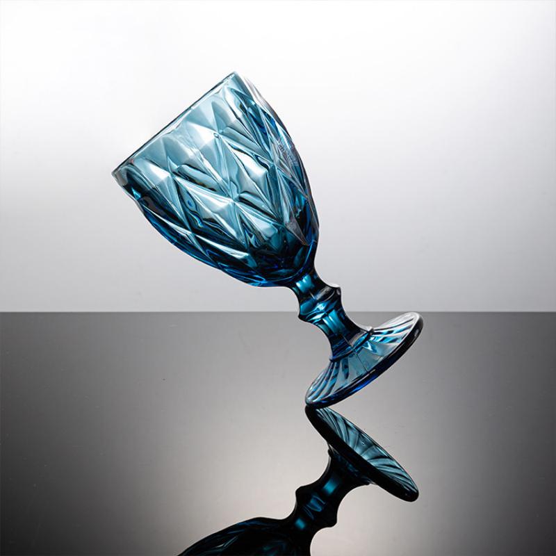 Commercial Diamond Goblet Glasses Vintage Colored Glassware for Hotel Banquets & Luxury Restaurants