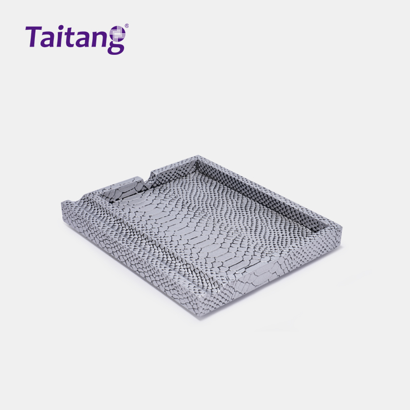 Luxury Silver-Grey Crocodile Pattern Resin Hotel Amenity Tray & Room Accessories Set