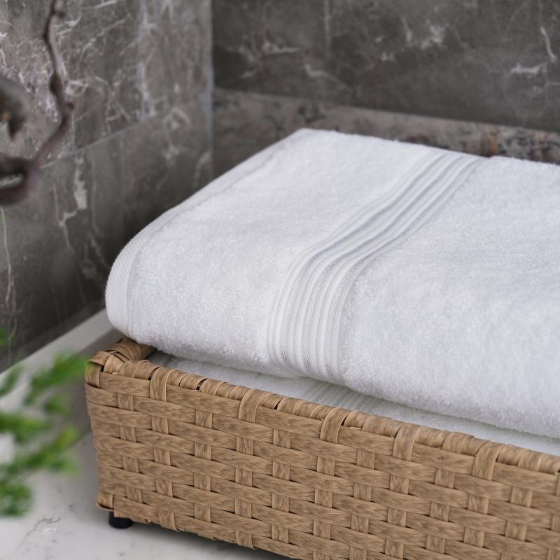 Luxury Hotel Bath Towels 100% Cotton 16S Thick Hotel Towels with Bright Silk Bubble Satin Border