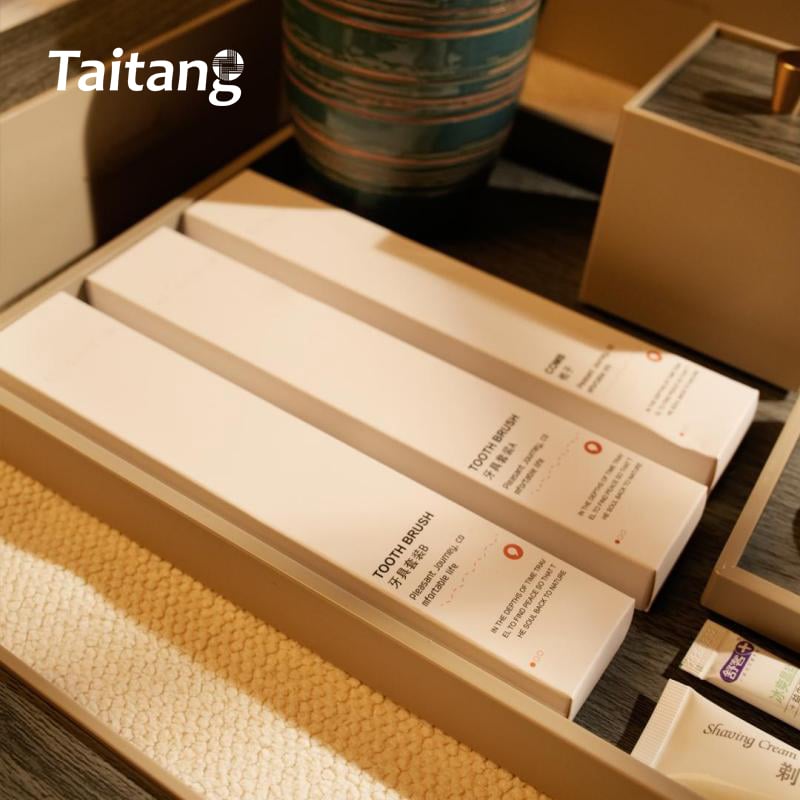 Luxury Hotel Bathroom Accessory Sets & Guest Room Amenity Trays Custom Acrylic & Wood Grain Finish