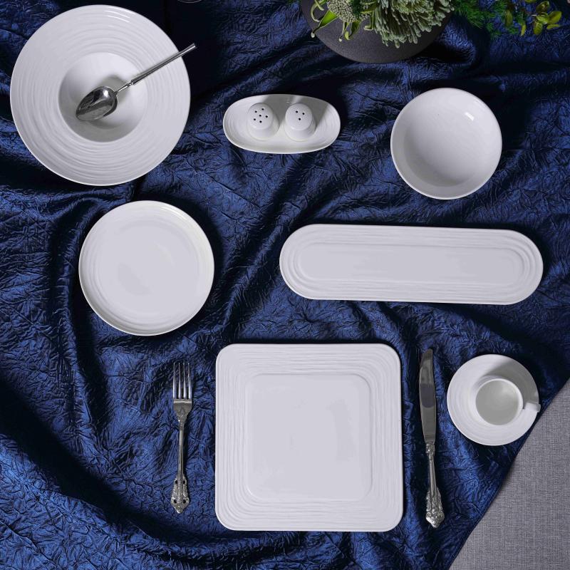Commercial High-Fired Porcelain Dinnerware Set for Luxury Hotels & Restaurants