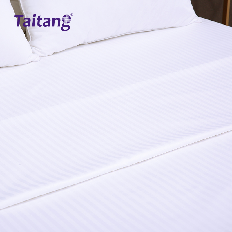 Cotton Satin 1cm Stripe Flat Sheet Luxury Hotel Bed Linen & Suite Bedding Wholesale