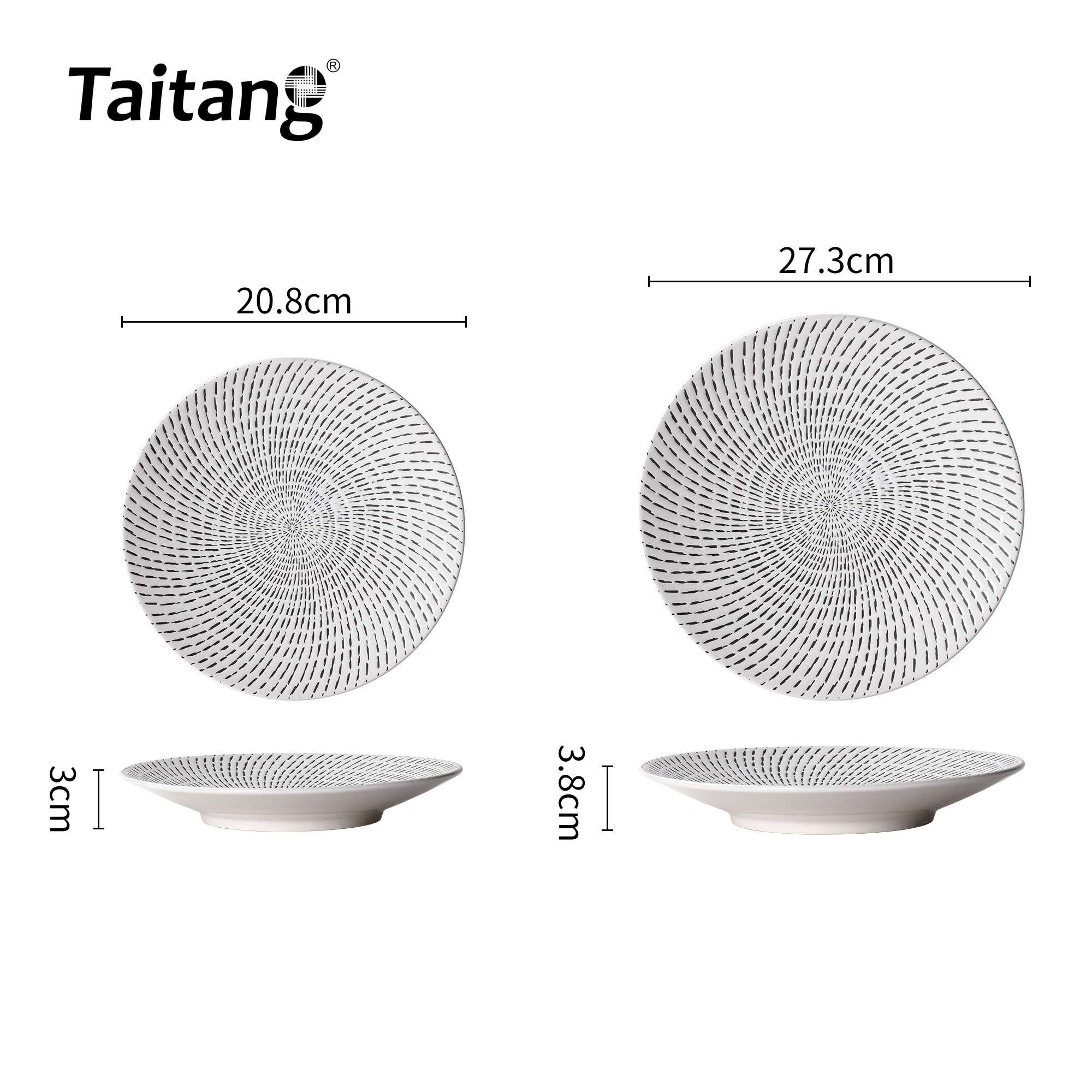 Black & White Ceramic Dinnerware Set Textured Porcelain Tableware Plates for Boutique Hotels Dining Restaurants