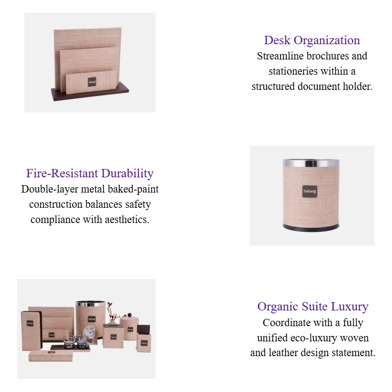 Woven Dark Brown Leather Luxury Hospitality Tray & Room Service Organizers for Eco-Luxury Hotels.png