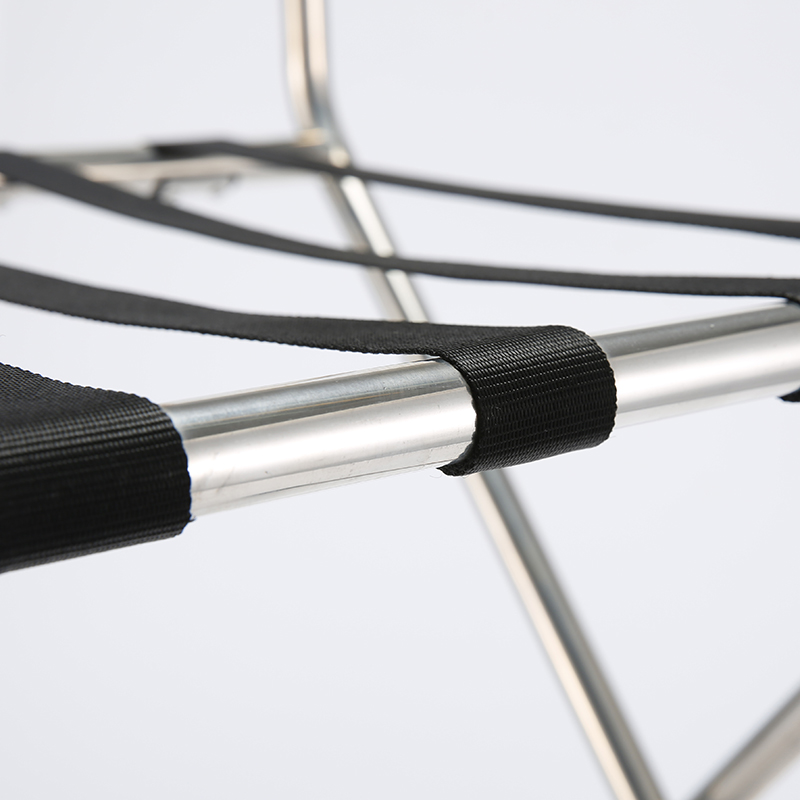 Estante plegable para equipaje de hotel en acero inoxidable premium con respaldo elevado
