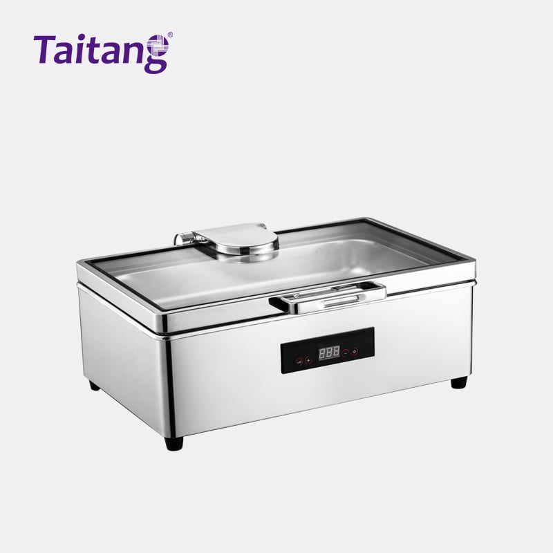 Pemanas Makanan Elektrik untuk Buffet, Termostat Digital Pintar, Mangkuk Pemanas Berbahan Keluli Tahan Karat dengan Penutup dan Reka Bentuk Boleh Dilepas