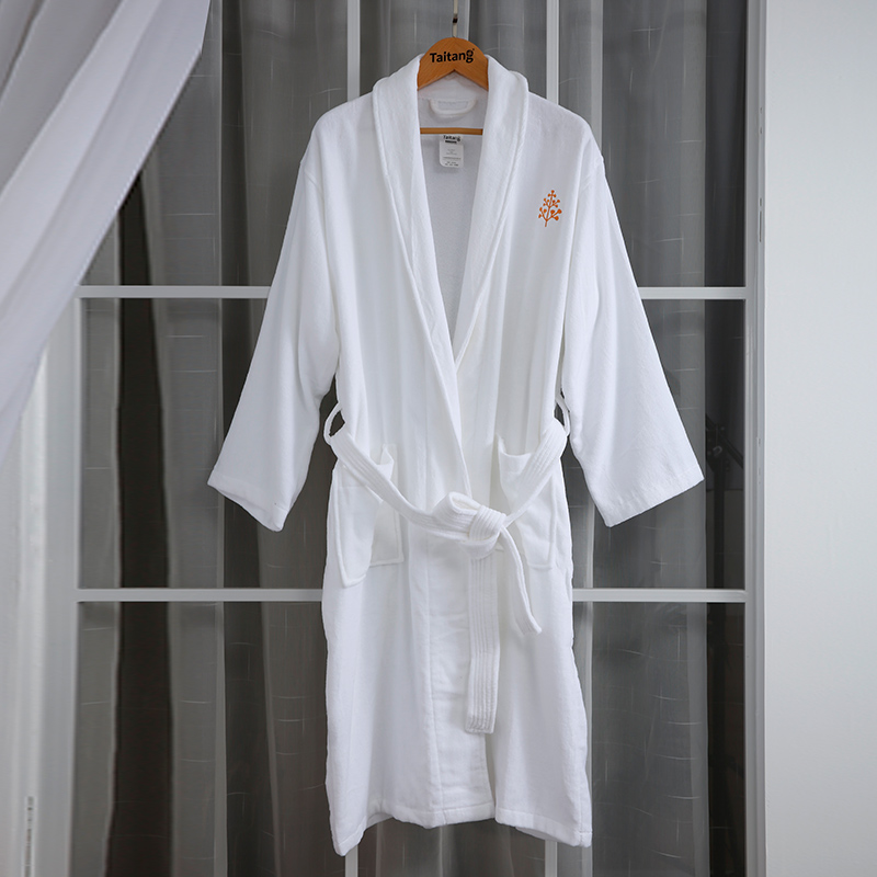 Luxury Hotel Bathrobes 1300g Sheared Velour Outer & Terry Inner Shawl Collar Hotel Dressing Gown for 5-Star VIP Suites