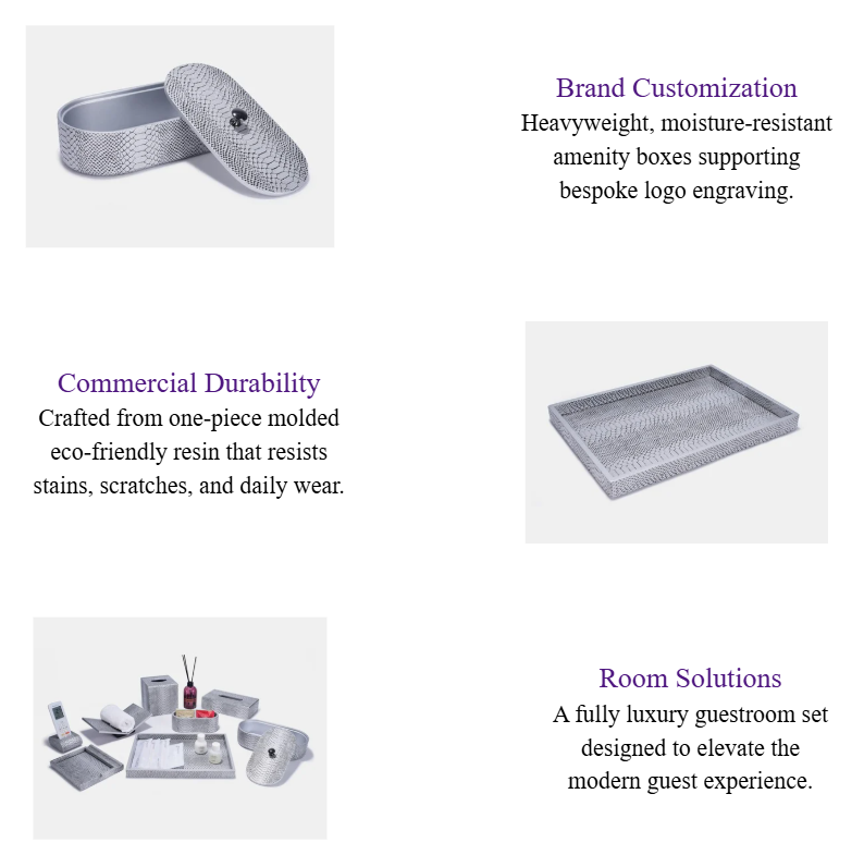 Luxury Silver-Grey Crocodile Pattern Resin Hotel Amenity Tray & Room Accessories Set.png