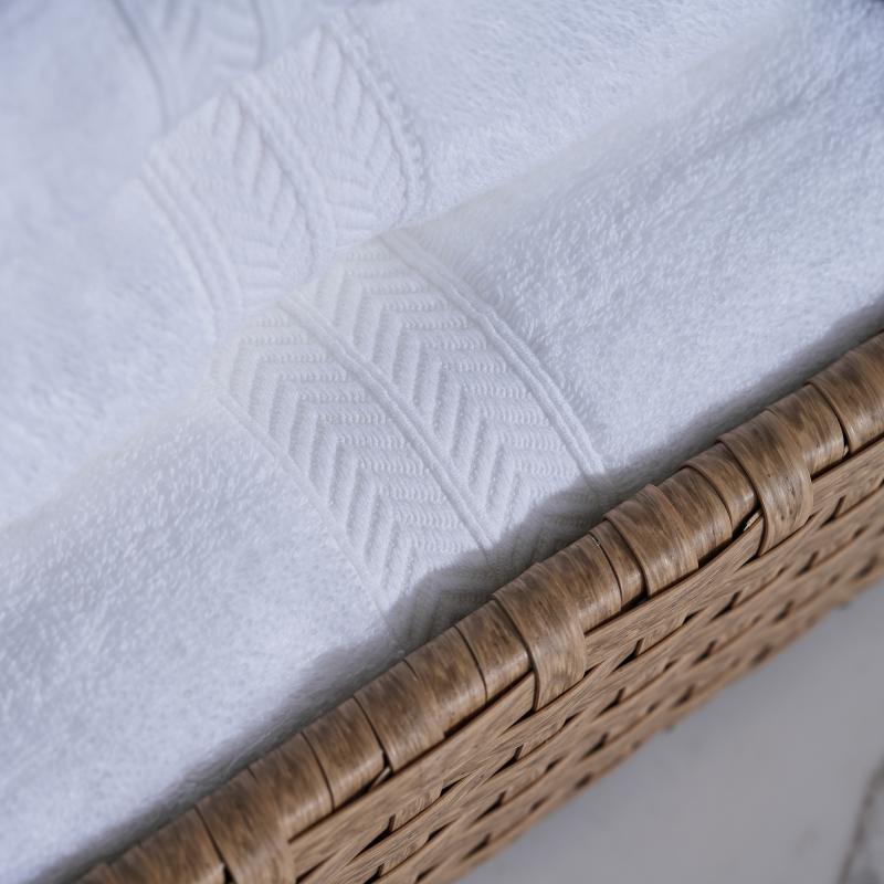 Cotton Hotel Bath Towel Sets 16S Heavyweight Thick Hotel Towels with Double Chevron Satin Border