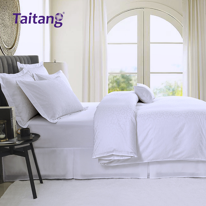 Luxury Hotel Bedding Sets 300T Scroll Jacquard Hotel Style Bedding Cotton Sateen Hotel Bed Linen