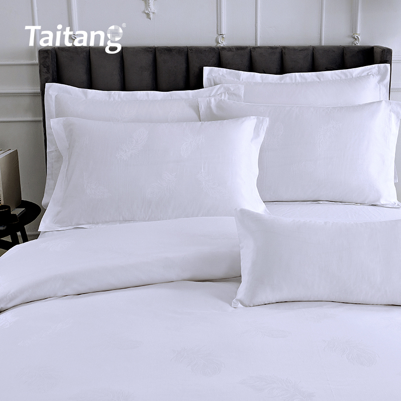 Cotton Feather Jacquard Luxury Hotel Bedding Sets 300T Hotel Collection Bedding with Duvet Cover, Flat Sheets, and Pillowcases