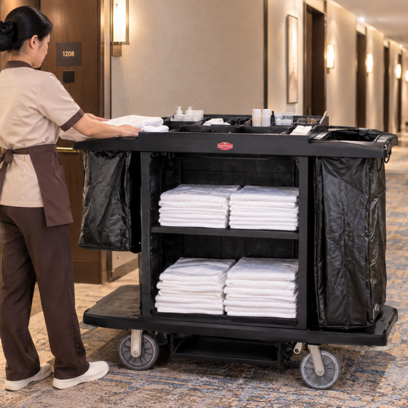 Housekeeping Trolley Series High-Capacity Room Service Carts for Luxury Hotels