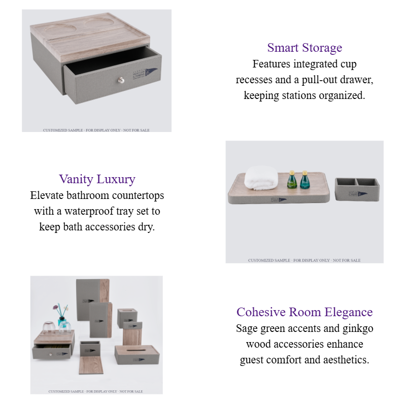 Modern Grey Leather Wood Grain Hotel Room Accessories Set Wholesale Bathroom Amenity Trays & Supplies.png