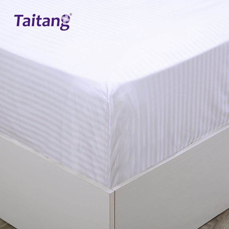 Premium Cotton Satin 1cm Stripe Fitted Sheet Luxury Hotel Bed Linen & Suite Bedding for Hotel Collection