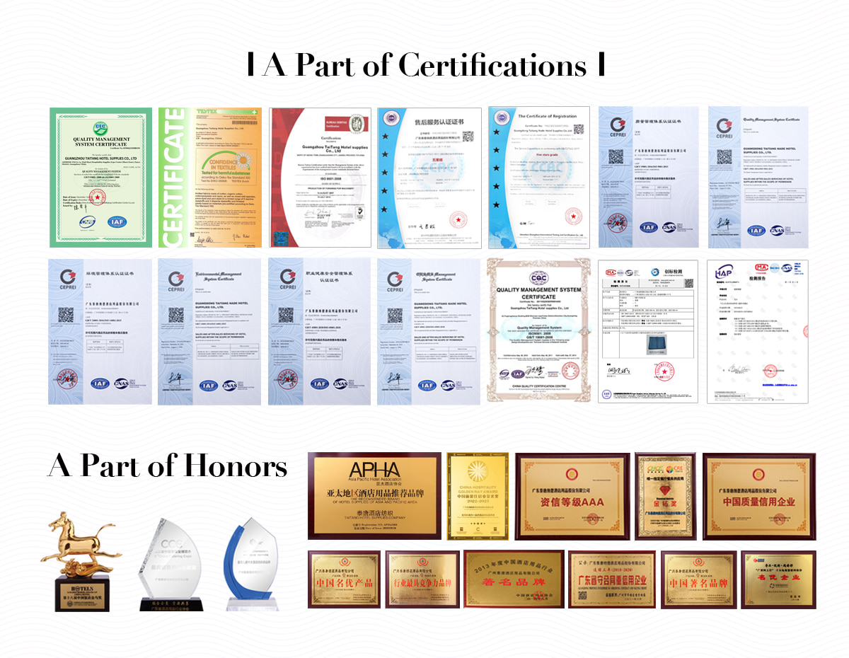 A collage of various official industry certifications, quality management documents, and honorary plaques and trophies, demonstrating corporate qualifications and excellence in manufacturing.