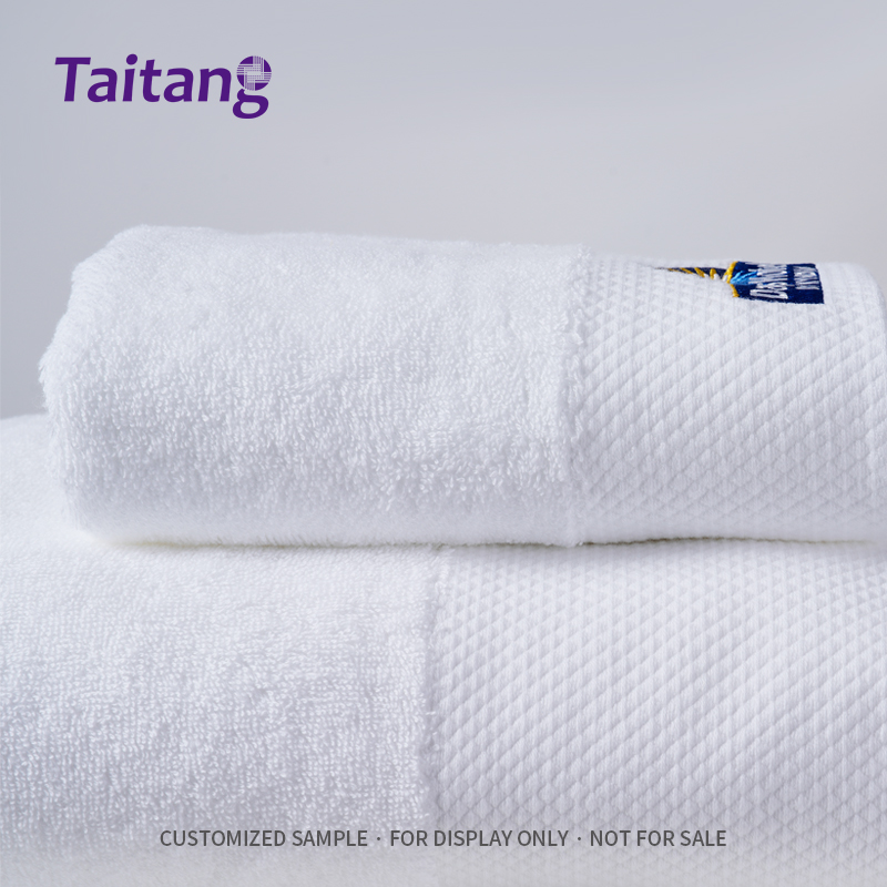 Hotel Towel Collection Luxury Embroidered White Cotton Bath Towels Wholesale