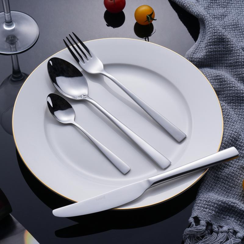 Square-Edge Restaurant Cutlery Set 201 Steel Table Accessories & Serving Cutlery Set for Hotels, Luxury Lounges