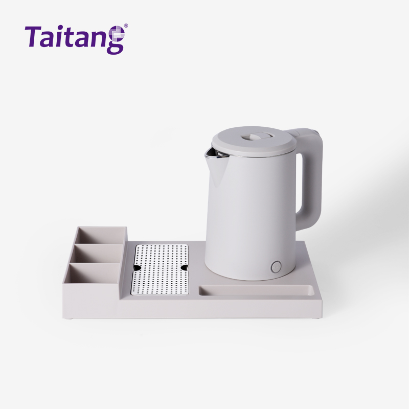 Premium ABS Hotel Kettle Welcome Tray Khaki Integrated Guest Room Solution for Luxury Hospitality