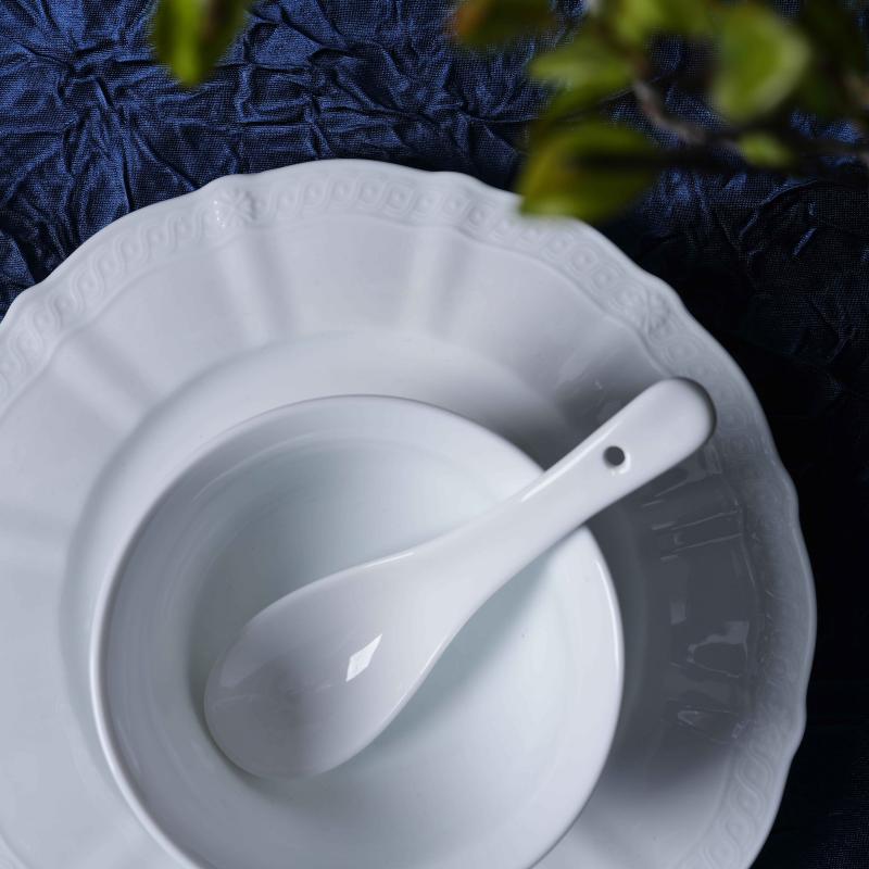 Mynsturprentað hvítt porcelænborðfötu-setti, háþrýst, fyrir viðskipta- og heimilisnotkun, í hótelmyndun